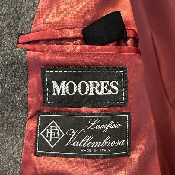 Moores Men’s Cashmere Wool Long Coat Gray Size 42T Lanificio Vallombroso Fabric - Picture 10 of 14